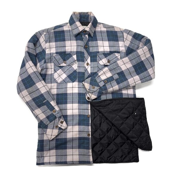 Hugo Valentino Lined Quilted Plaid Flannel Shirt Jacket Mens Small Shacket - Picture 9 of 13